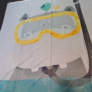 Hippo Shower Curtain with Yellow Goggles